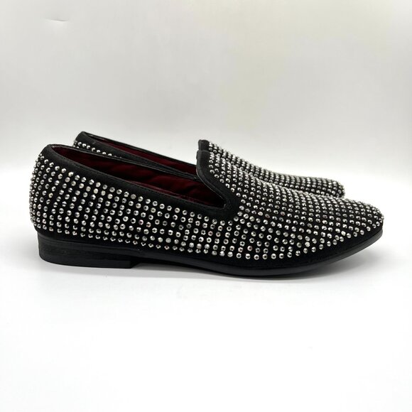 Steve Madden Mens‎ 9 Caviarr Black Silver Studded Loafers Dress Shoes